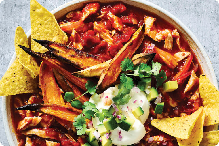 Mexican Chilli Chicken with Sweet Potato Wedges